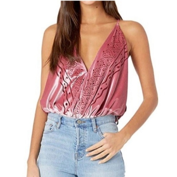 Free People Body Talk Velvet burnout Bodysuit fairy ethereal whimsigoth feminine - Picture 8 of 14